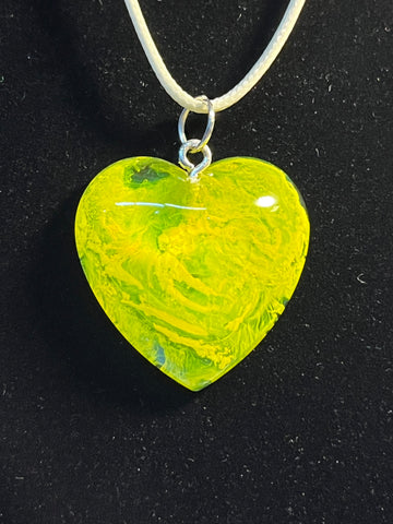 Yellow inlaid heart shaped necklace