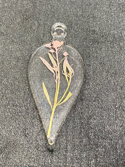 Transparent Suncatcher with Dried Pink Flowers