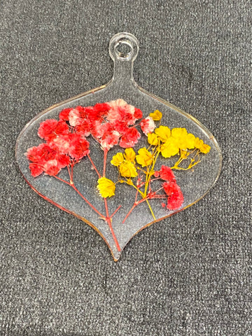 Transparent Suncatcher with Red and Yellow Flowers