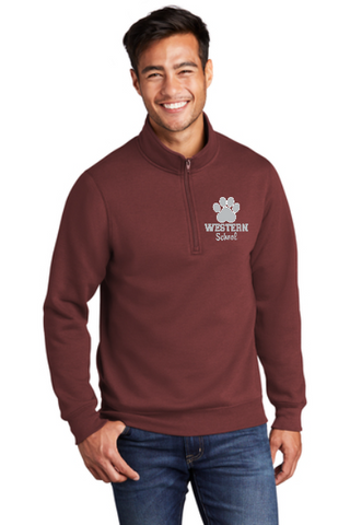 WESTERN SCHOOL 1/4 Zip Embroidered Adult Sweatshirt