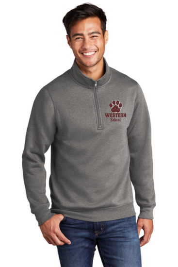 WESTERN SCHOOL 1/4 Zip Embroidered Adult Sweatshirt