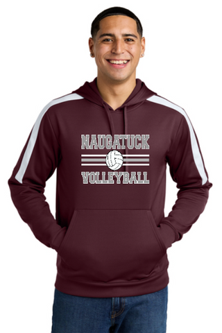 Naugatuck Volleyball Maroon/White wicking hoodie