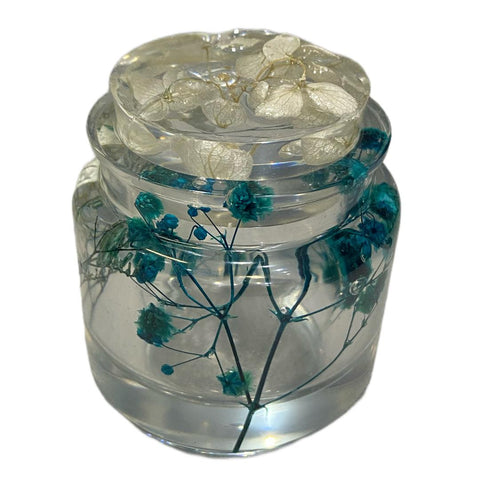 Small Jar with Blue and Green Flowers