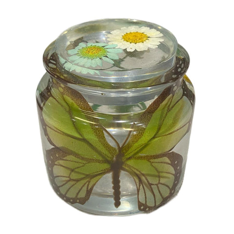 Large Jar With Butterfly & Daisies